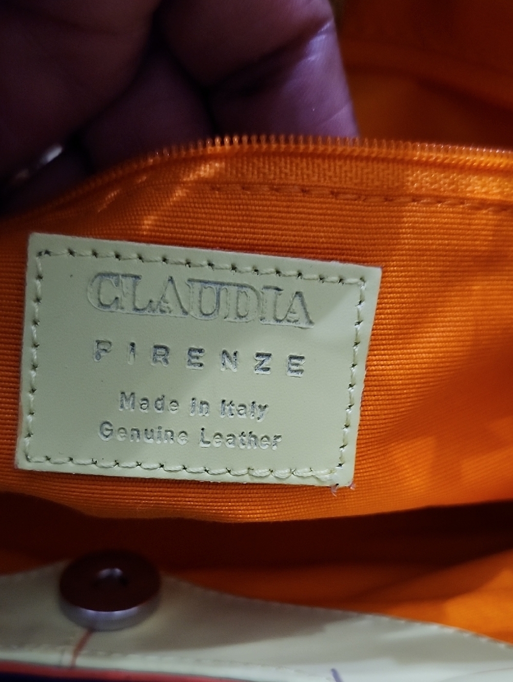 Claudia Firenze Yellow Bamboo-Handle Shoulder Bag Made In Italy Leather Euc - Picture 9 of 10